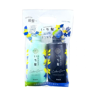 Kracie ICHIKAMI 護色修護 洗護套裝 480ml + 480g (綠 + 黑) 163-1011